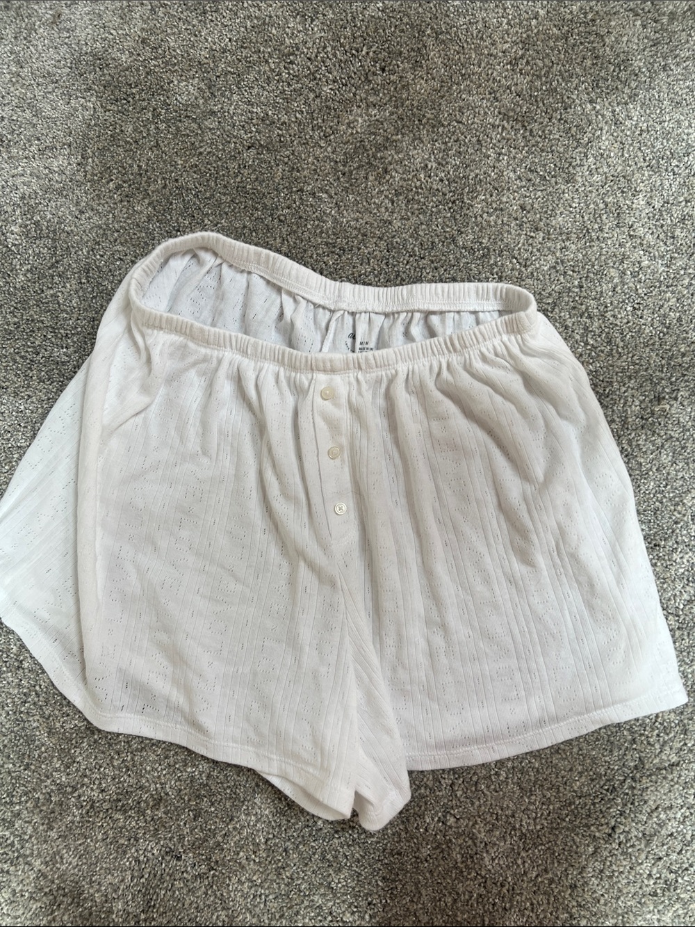 aerie White Lightweight Eyelet Cotton Pajama Shorts